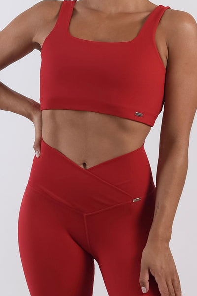 Bras Believe Bel Air Bar in Rot- -Tienda Ropa Leggings Yoga Sostenibles Reciclados Mujer On-line Barcelona Leichtathletik Nachhaltige Recycelte Yoga-Kleidung