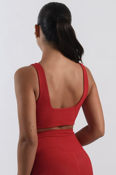 Bras Believe Bel Air Bar in Rot- -Tienda Ropa Leggings Yoga Sostenibles Reciclados Mujer On-line Barcelona Leichtathletik Nachhaltige Recycelte Yoga-Kleidung