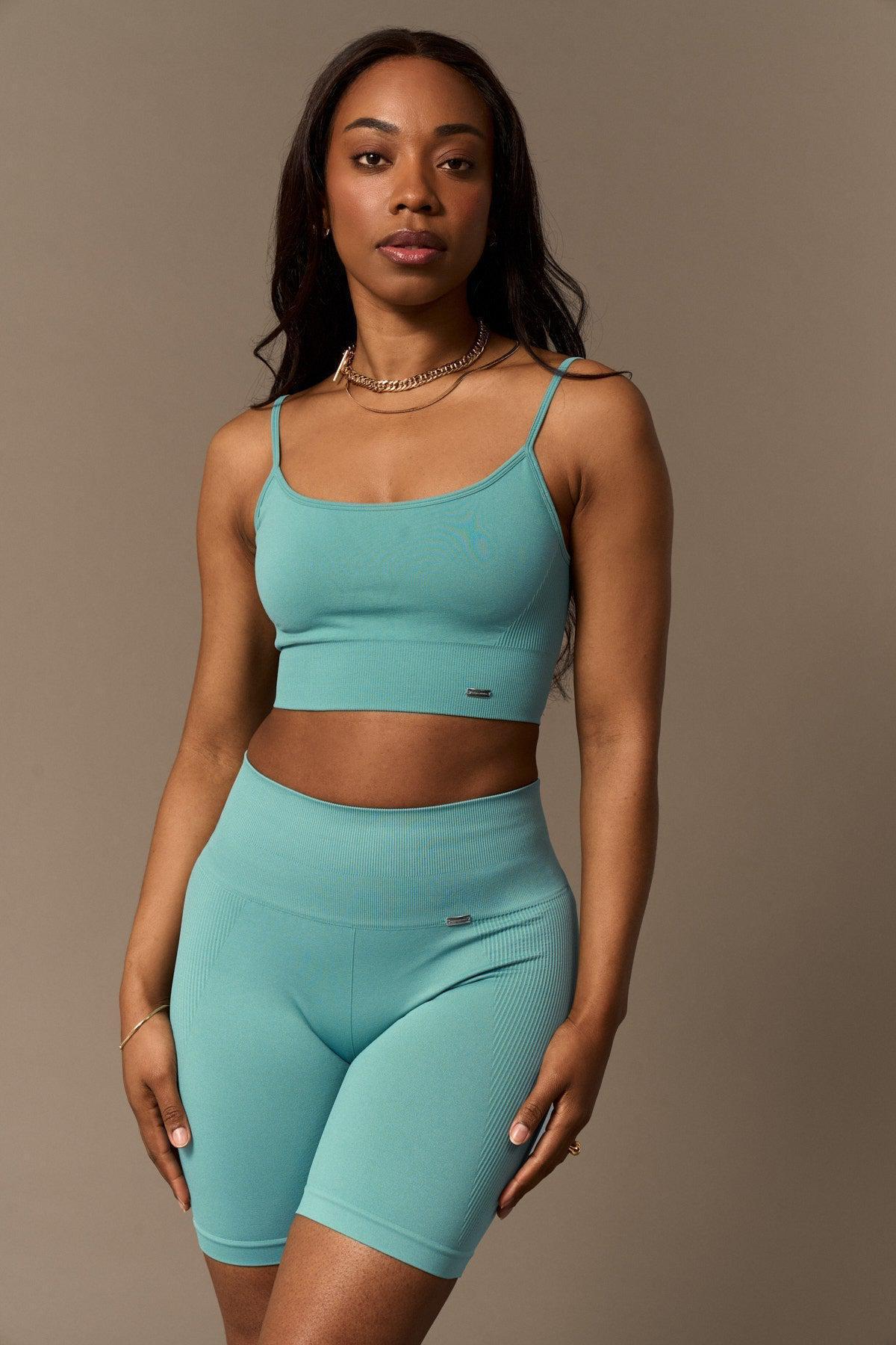 Bikers Believe Bliss Biker Push-Up in Smoke Blue- -Shoppen Sie nachhaltige recycelte Yoga-Leggings Damenbekleidung On-line Barcelona Athletics nachhaltige recycelte Yoga-Kleidung