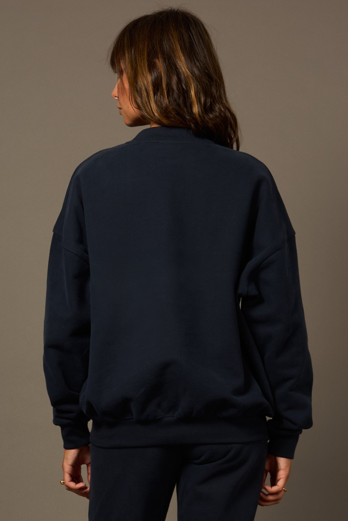 COMING SOON Varsity Hoodie Navy-Sweatshirts-Tienda Ropa Leggings Yoga Sostenibles Reciclados Mujer On-line Barcelona Believe Athletics Sustainable Recycled Yoga Clothes