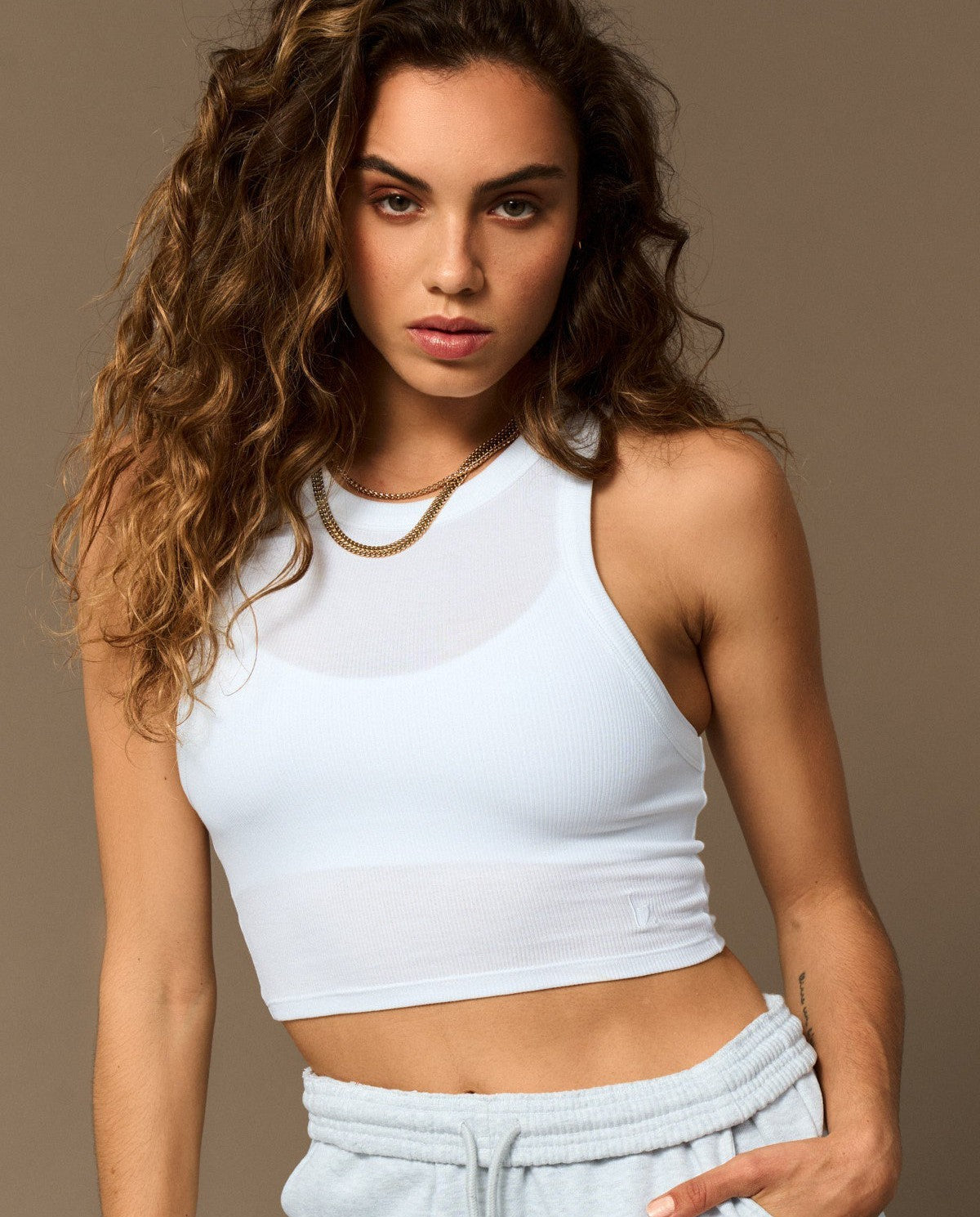 Crescent Tank Top en Blanco