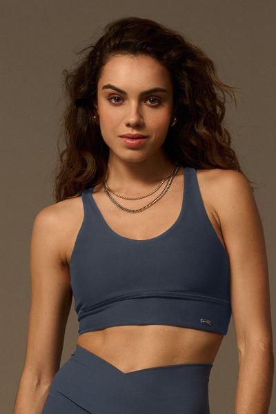 Bras Believe Palmen-BH in Midnight- -Tienda Ropa Leggings Yoga Sostenibles Reciclados Mujer On-line Barcelona Leichtathletik Nachhaltige Recycelte Yoga-Kleidung