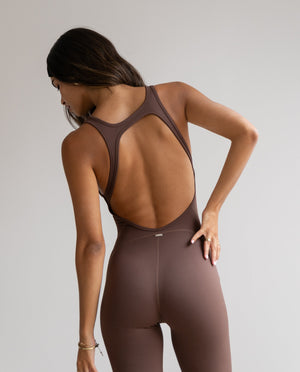 Unitard Evasé Espresso-Jumpsuits-Store Clothing Leggings Yoga Sustainable Recycled Women On-line Barcelona Believe Athletics Sustainable Recycled Yoga Clothes