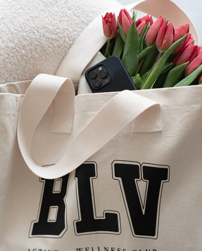 Varsity Tote Cream & Black