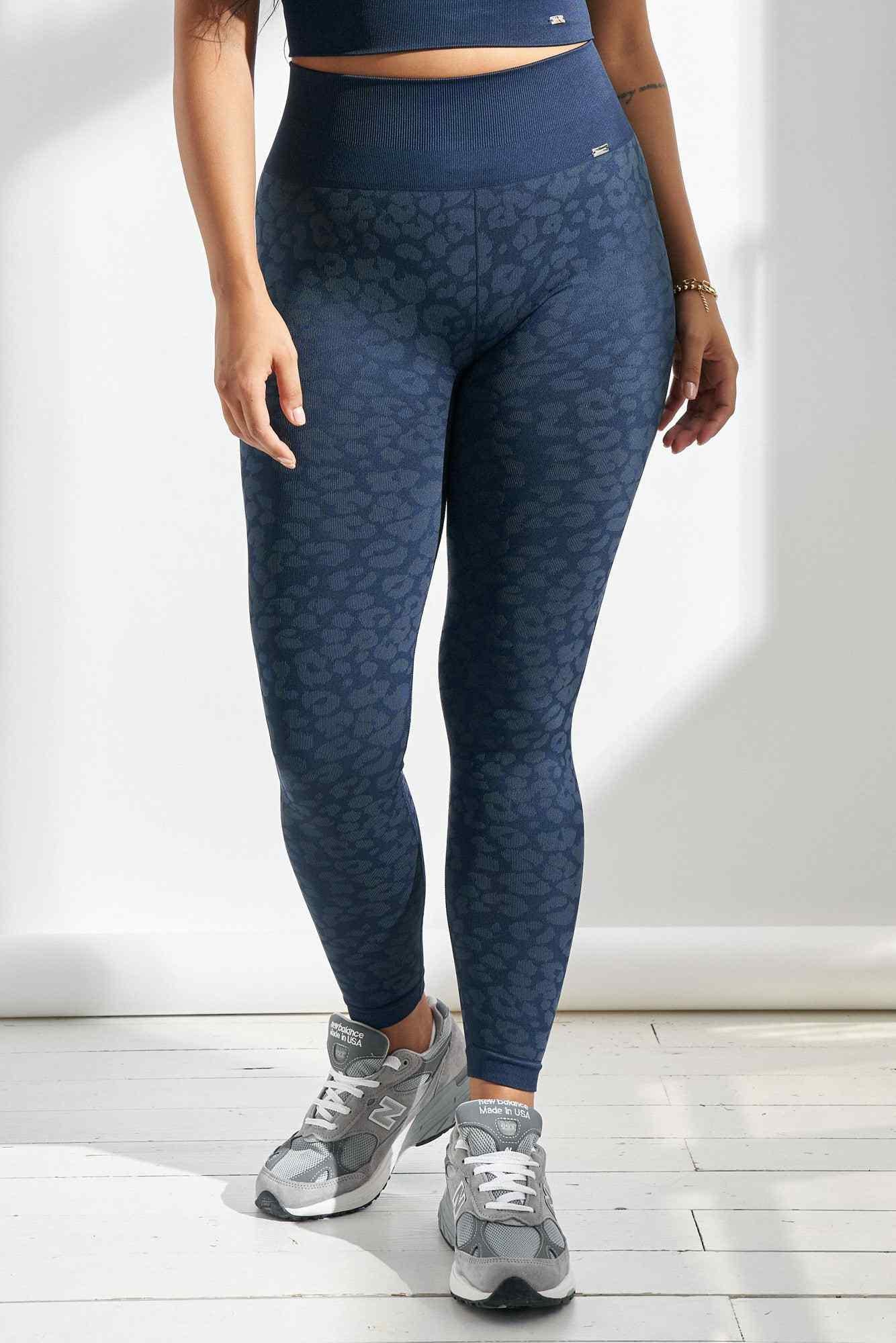 Wild Legging in Leopard Blue Ink-Long Leggings-Shop Sustainable Recycled Yoga Leggings Women's Clothing On-line Barcelona Believe Athletics Sustainable Recycled Yoga Clothes